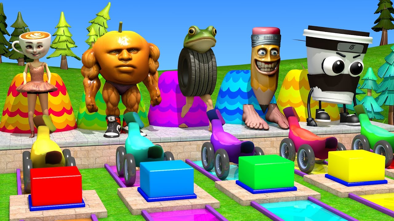 Long Slide Game With Cow Elephant Gorilla Hippopotamus Tiger 3d Animal Game Funny 3d Animals