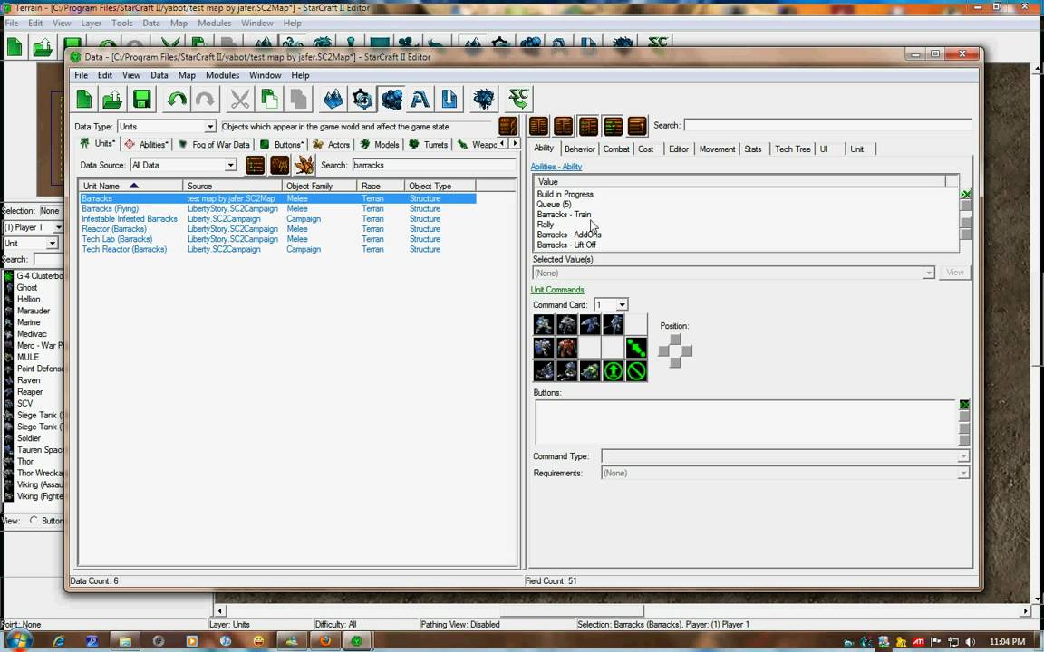 Stacraft 2 Map Editor - How to add units to a barrack