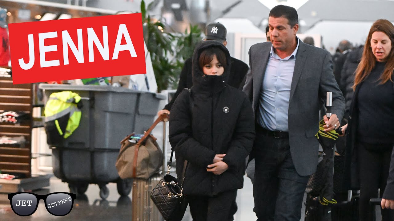 Jenna Ortega arrives with security at JFK airport #jennaortega #wednesdayaddams