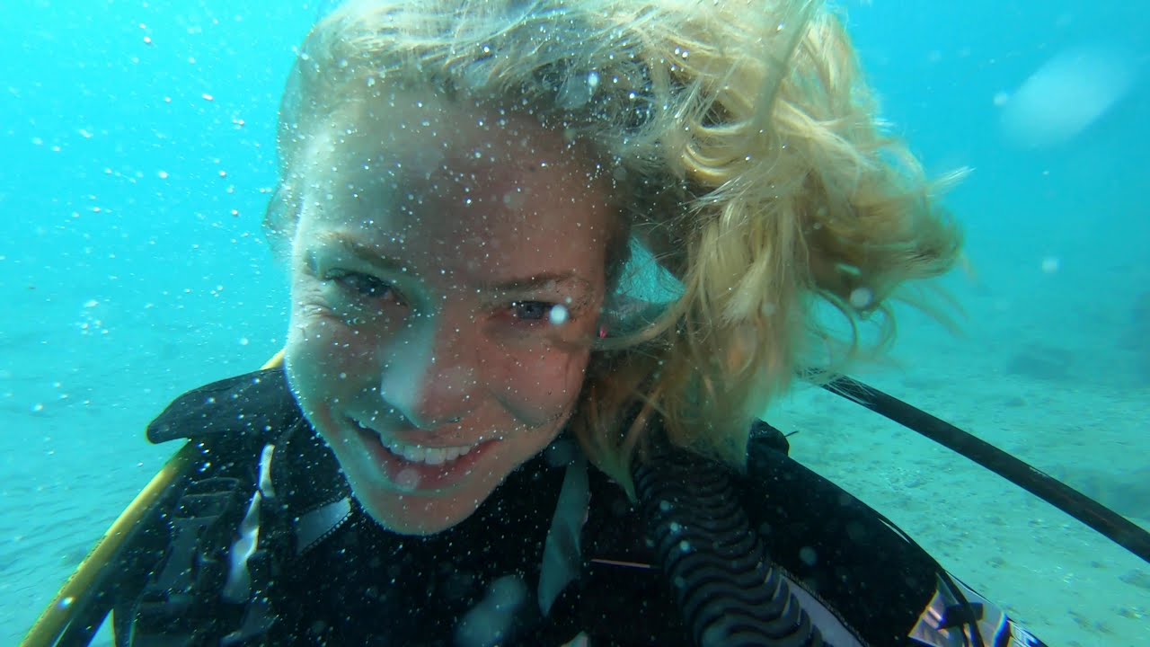 @TrinaMason underwater scuba diving no mask in ocean at blue heron bridge florida no fins just fun
