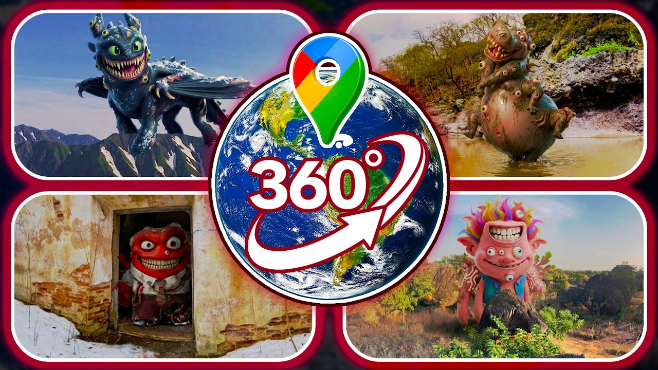 TOP 4: VR 360° - Scary Giant Characters Found on Google Maps!
