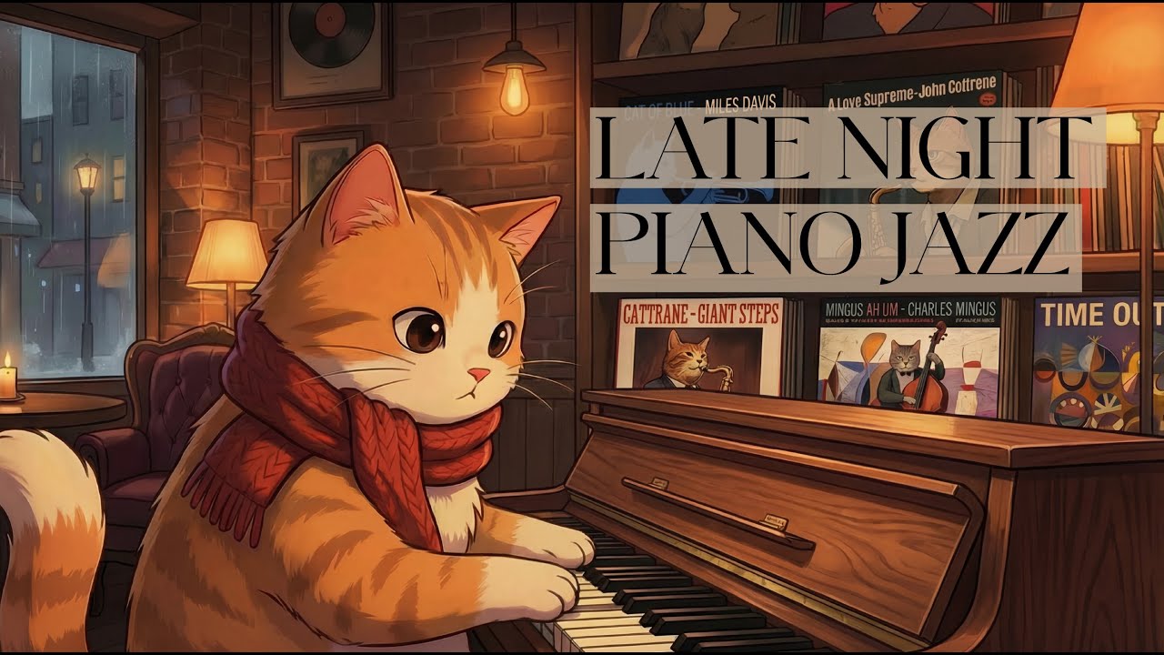 Relaxing Lofi Jazz Piano 🎧 | Cozy Café Ambience with a Cat