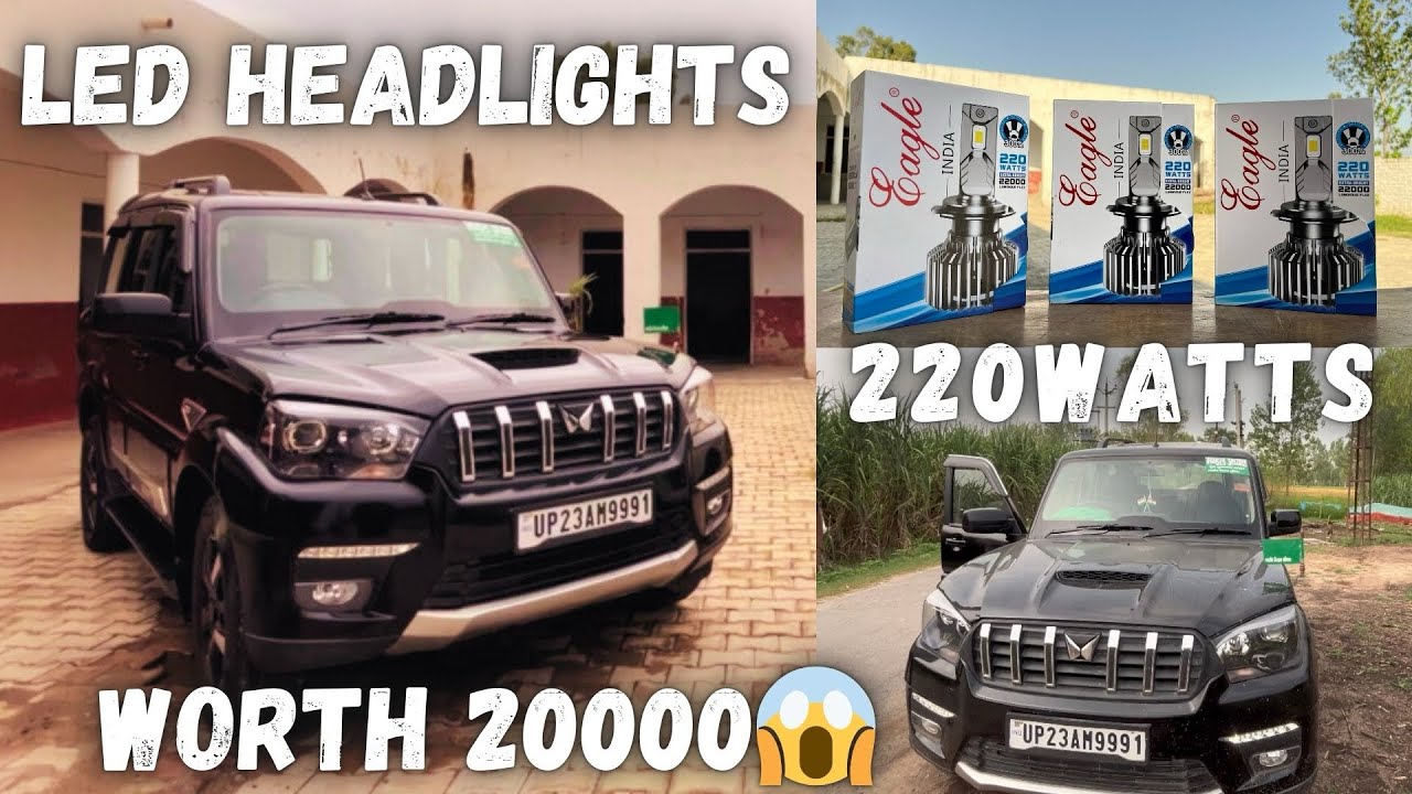 SCORPIO S11 🚙 220W LED HEADLIGHTS 😱 SETUP ⚡️ WORTH 20000 #vlog #scorpio