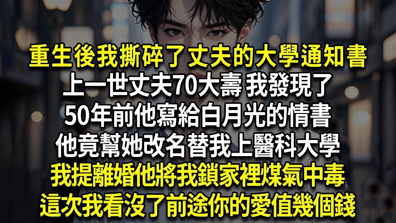 重生後我撕碎了丈夫的大學通知書，上一世丈夫70大壽 我發現了，50年前他寫給白月光的情書，他竟幫她改名替我上醫科大學，我提離婚他將我鎖家裡煤氣中毒，這次我看沒了前途你的愛值幾個錢
