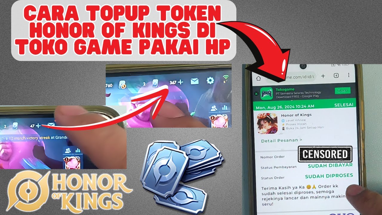 CARA TOPUP TOKEN HONOR OF KINGS DI TOKO GAME PAKAI HP