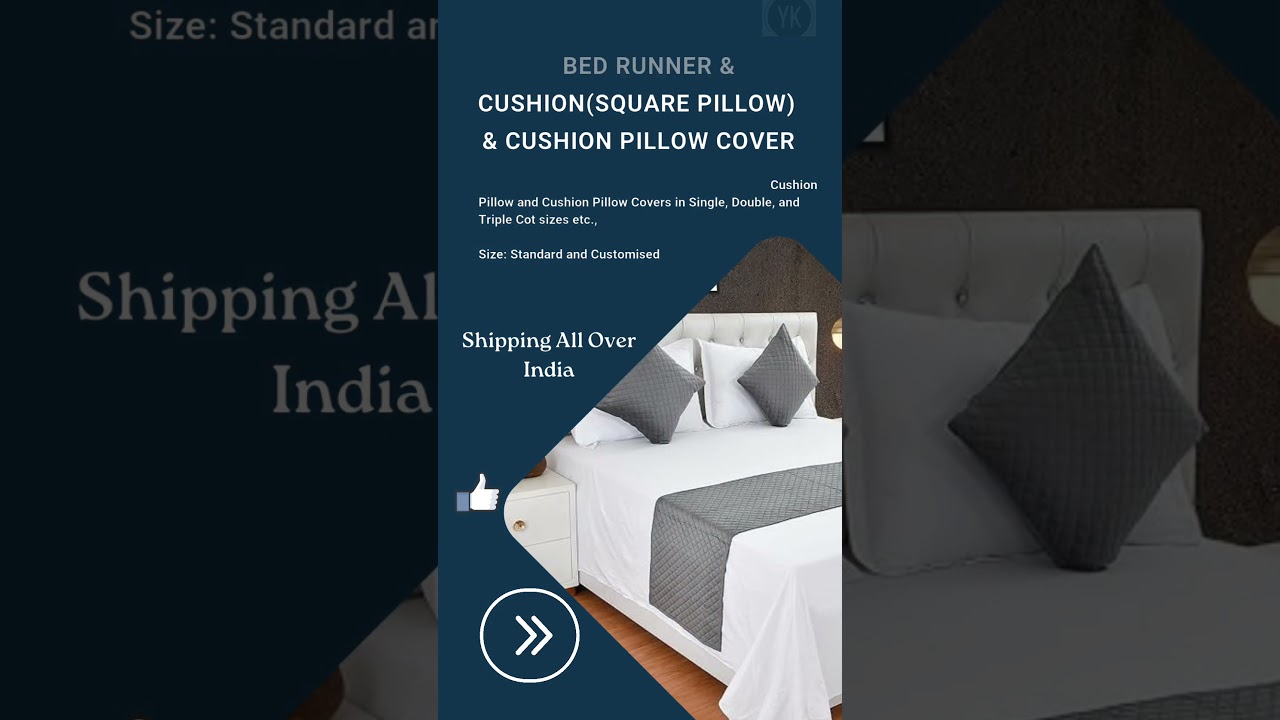 Quality Hotels Bed Runner & Cushion (Square Pillow) Set & Cushion Pillow Cover #home #bedPillow