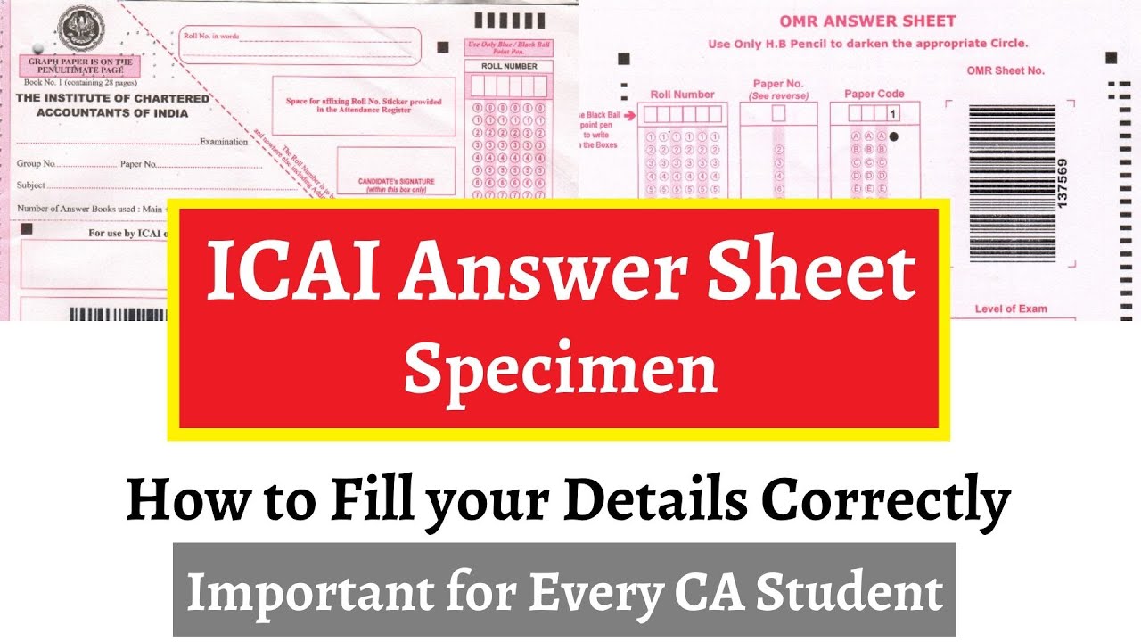 How to Fill Details in CA Exam Answer Sheet || Foundation, Inter & Final || V. Imp for Every Student