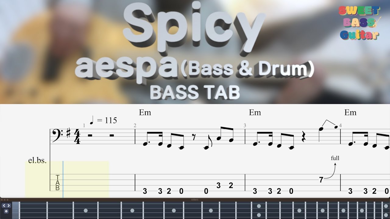 ★★★☆☆(Bass & Drum) [에스파 aespa] Spicy 베이스 커버 Bass Cover (+BASS TAB)