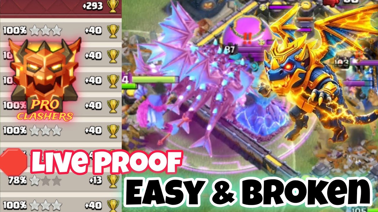 Best Attack In COC History. Super Easy & Broken Combo After BUFFED E-Drags. E-Drags+Totem. Army 👇