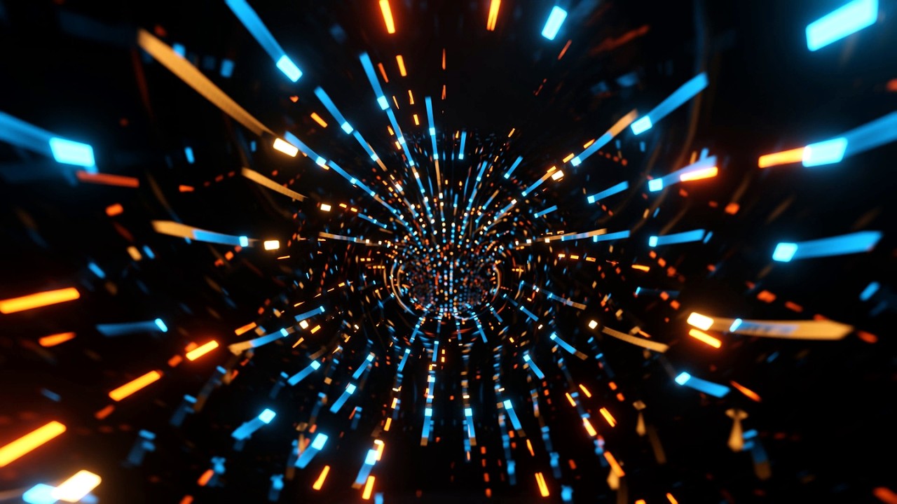 4K Abstract Fast Moving Trippy Blue & Red Color Light Neon Tunnel Black Screen Relaxing  Video