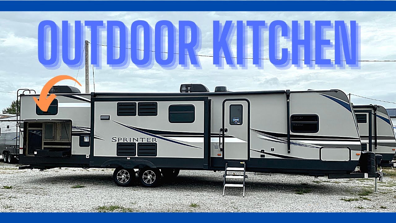 Amazing outdoor kitchen on this travel trailer! Don&rsquo;t miss it! Camper Tours