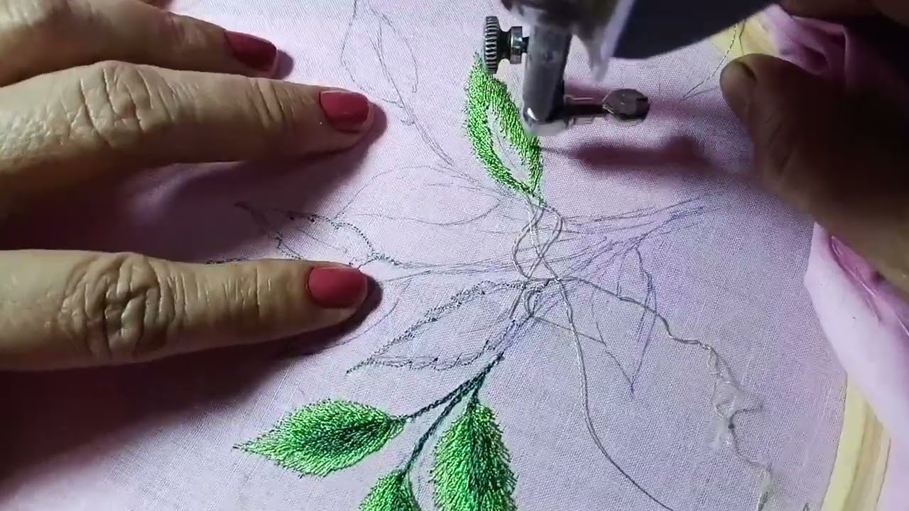 Beautiful three shading green leaves  #embroidery #embroideryartwork #embroiderylover #art #designs 