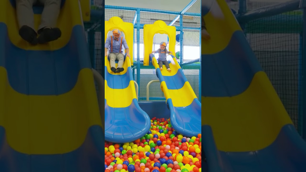 Blippi Goes Down The Slide With A Friend! #shorts | Indoor Playground | Educational Videos For Kids