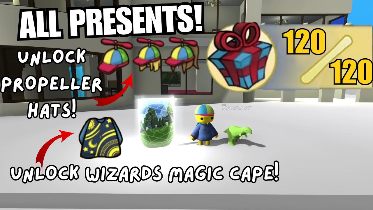 ALL 120 PRESENTS! UNLOCK PROPELLER HAT! UNLOCK WIZARDS MAGIC CAPE! Wobbly Life for PS4/PS5/Xbox/PC