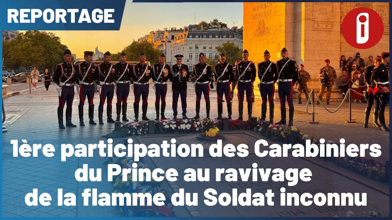 1ère participation des Carabiniers du Prince au ravivage de la flamme du Soldat inconnu