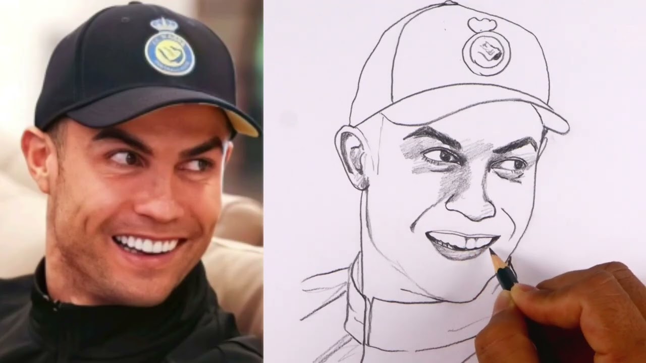 How to Draw Cristiano Ronaldo Step by Step Easy Tutorial | Ronaldo Portrait Drawing