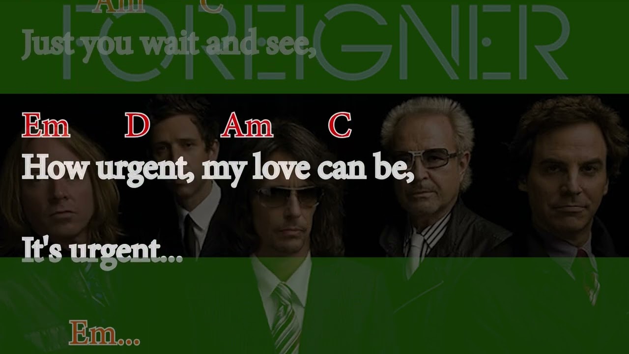 FOREIGNER - Urgent - Guitar Backing Track With Chords And Lyrics