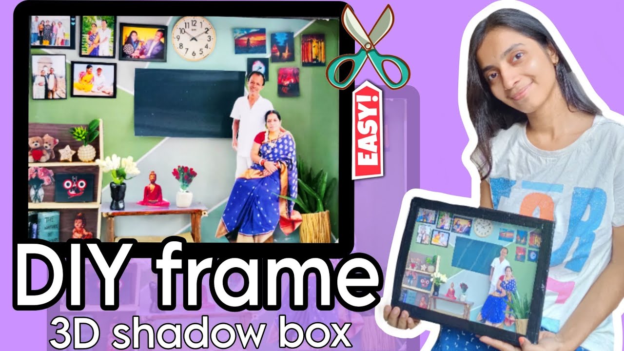 DIY miniature frame: step by step tutorial for 3D shadow box | perfect craft for gift and home decor