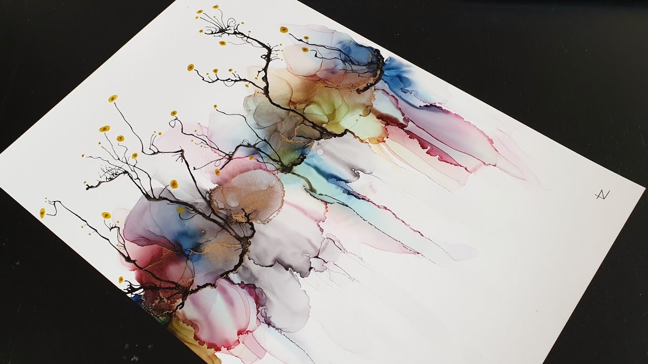 Alcohol Ink Fluid Art Tutorial With Acrylic Ink And Gel Pen ( nr 71 )