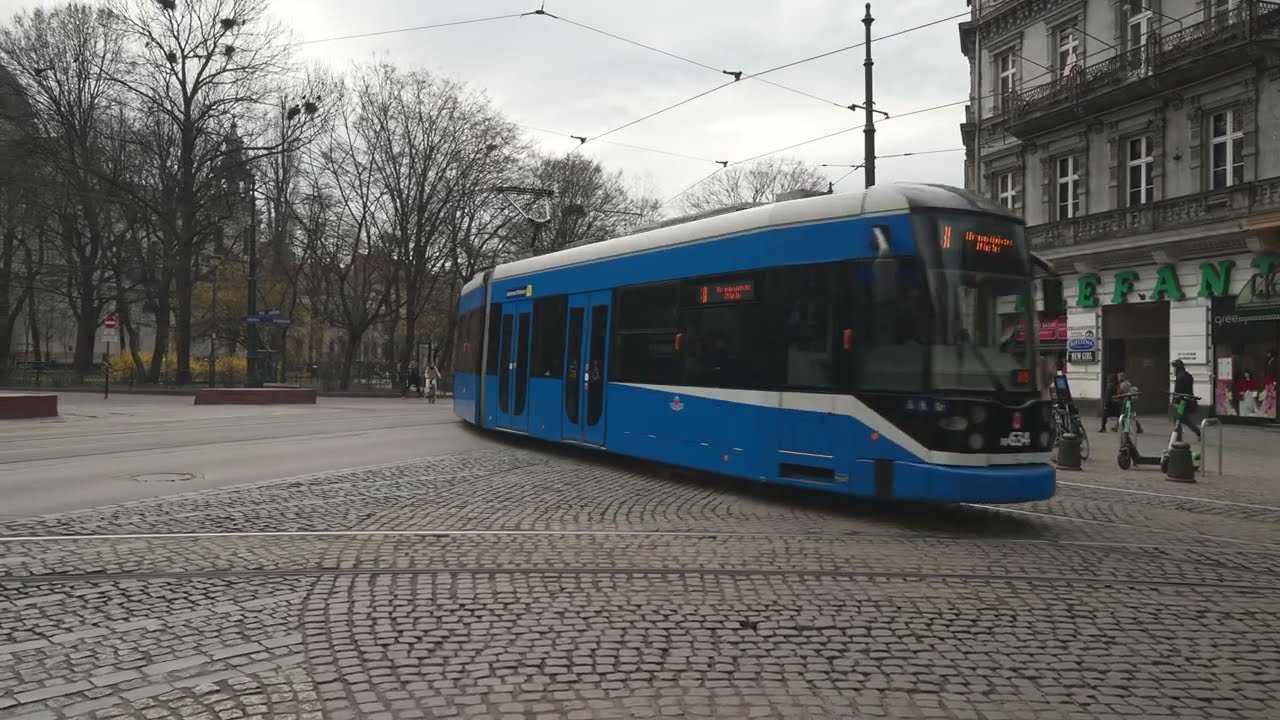 Poland, Kraków, tram 18 ride from Pędzichów to Teatr Bagatela