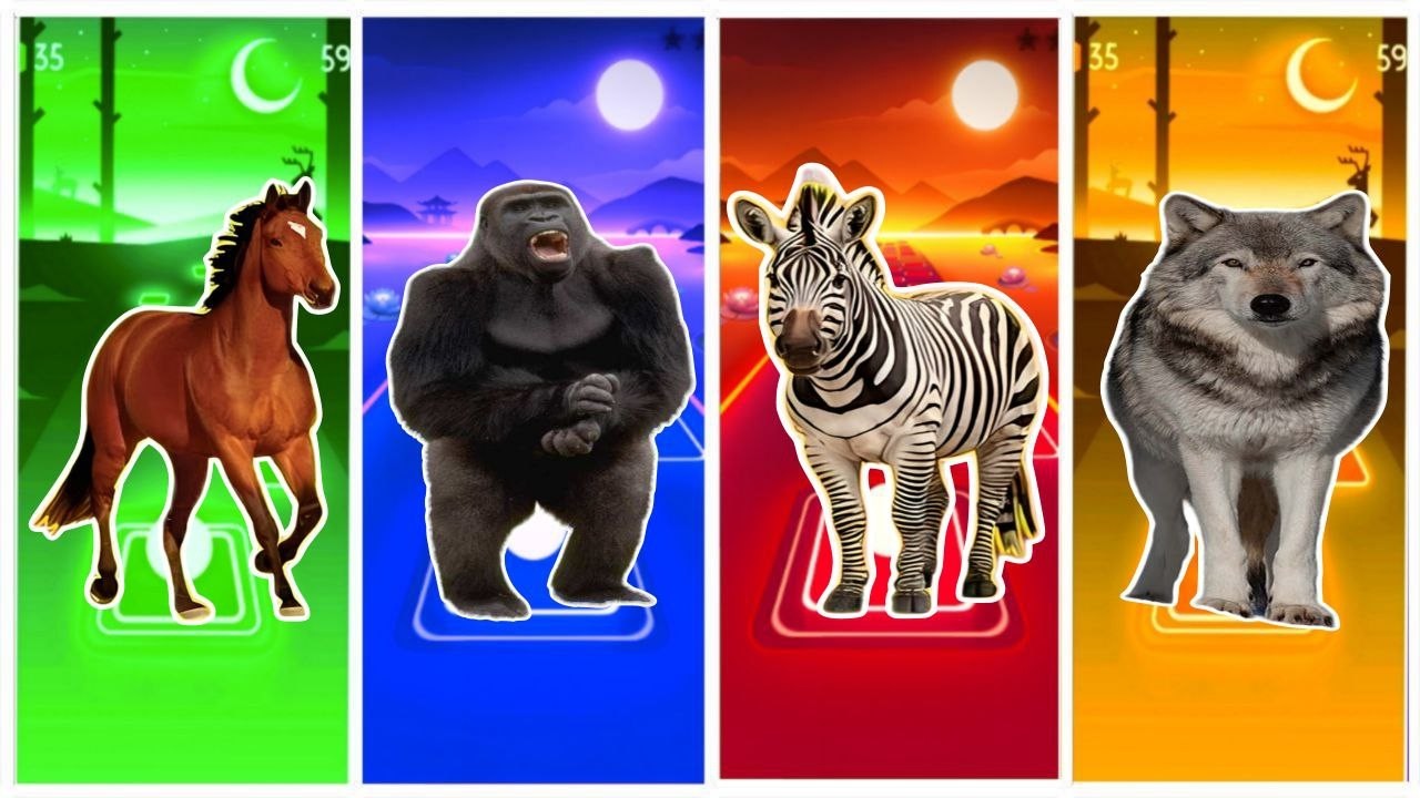 Tiles Animals😘HORSE🆚MONKE🆚ZEBRA 🆚WOLF 🎼Coffin