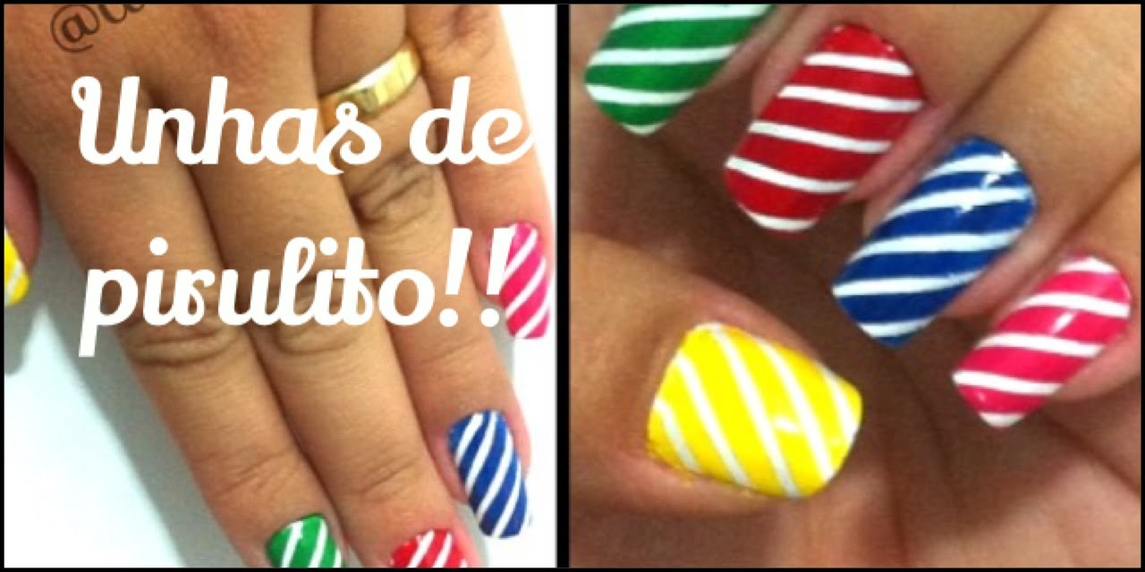 Unhas de pirulito!! Candy Fun Nails!! - Tutorial por Danielle