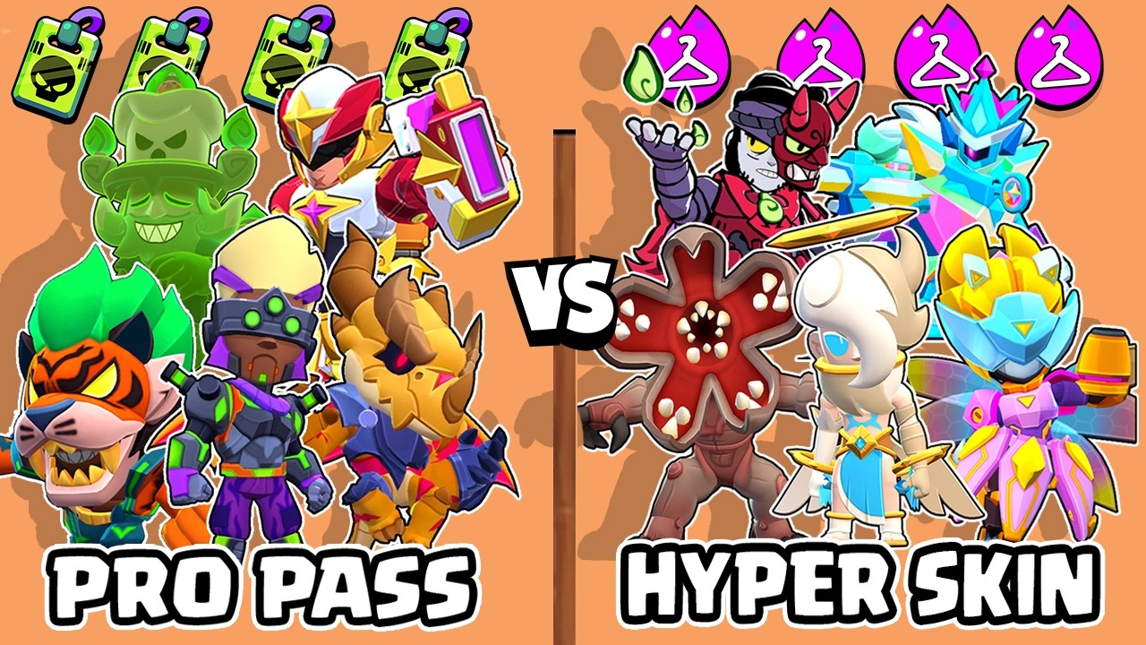 PRO PASS SKIN vs HYPERCHARGE SKIN | CYBER BROCK | BRAWL STARS