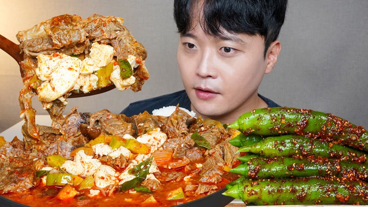 [와차밥] 왕갈비 순두부찌개 고추된장무침 요리 먹방 Beef Sundubu-jjigae ASMR MUKBANG REAL SOUND EATING SHOW