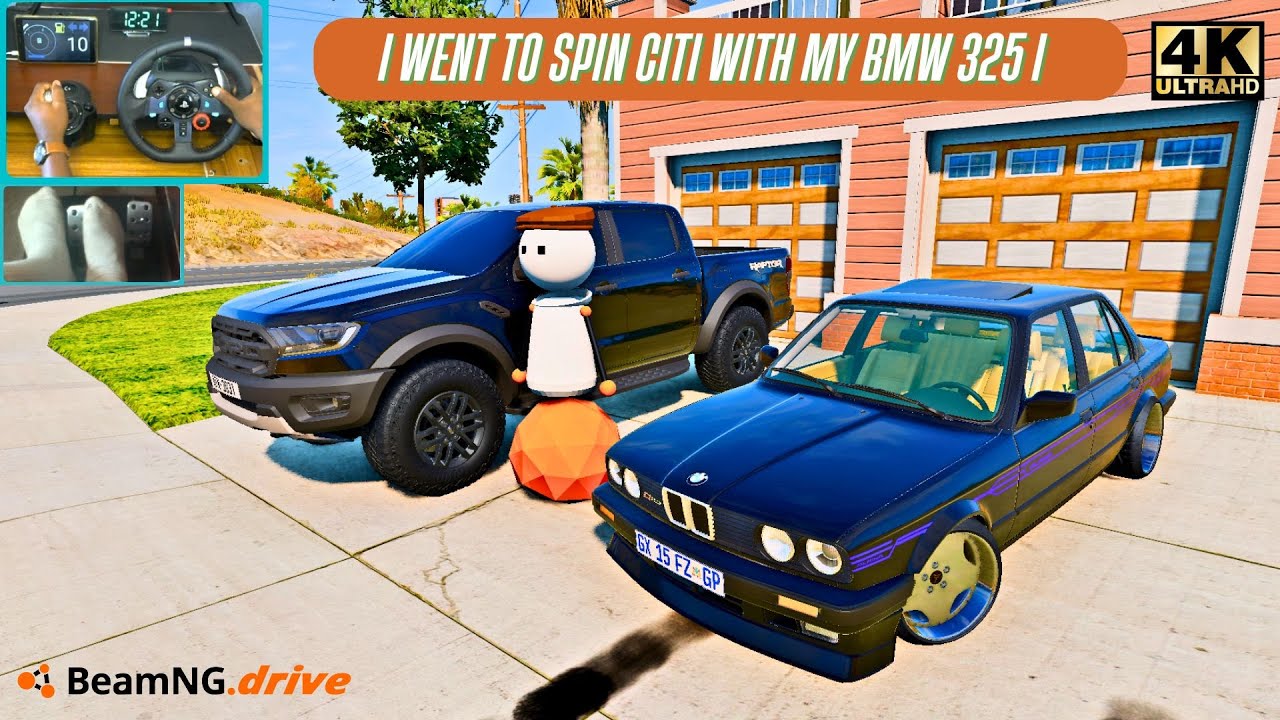 Конвой BMW 325i в Спин-Сити | Дрифт с ребятами в BeamNG с рулевым колесом Logitech G29
