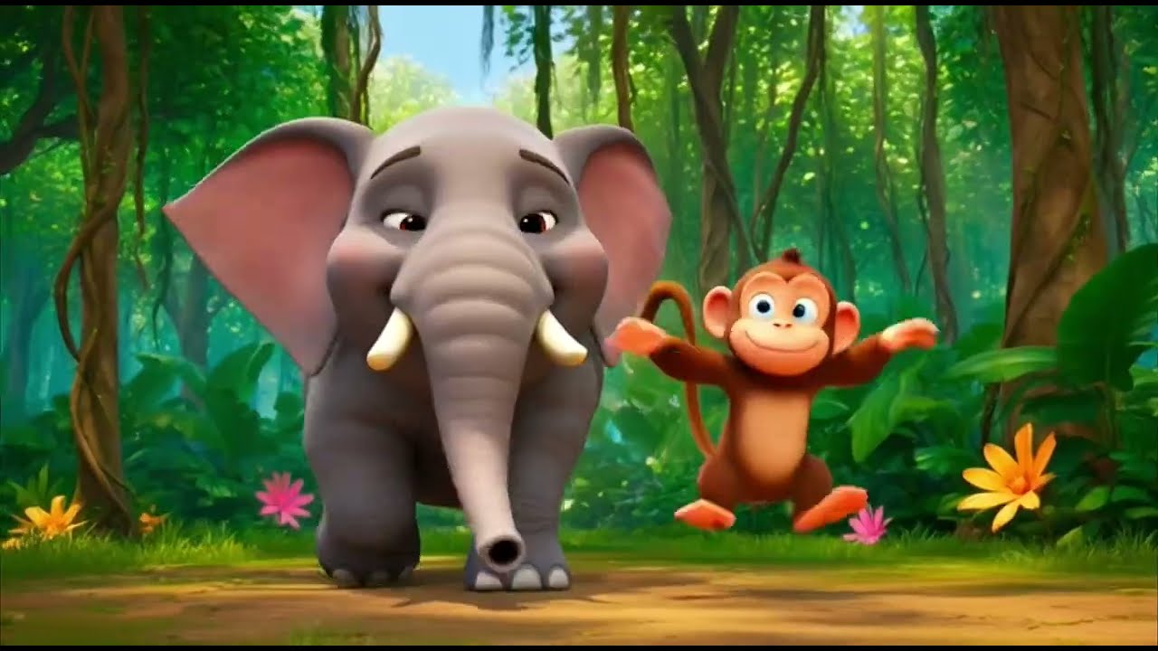 हाथी और बंदर का डांस😂#viral #kidscartoon #trrending #kids #video #please #support #me #youtube #chnl