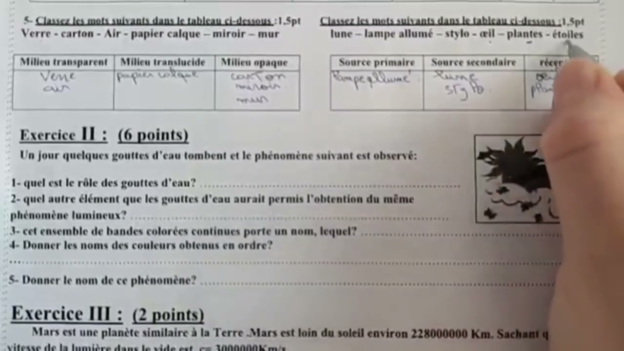 Contrôle N°1 S2 PHYSIQUE (2AC)