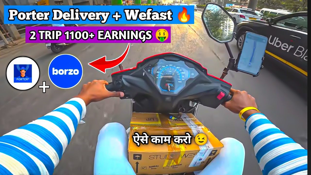 Porter Bike Delivery Earnings 🤑 2 round ₹1100+ Earning 😱 My First Motovlog 🔥 MUMBAI 📍