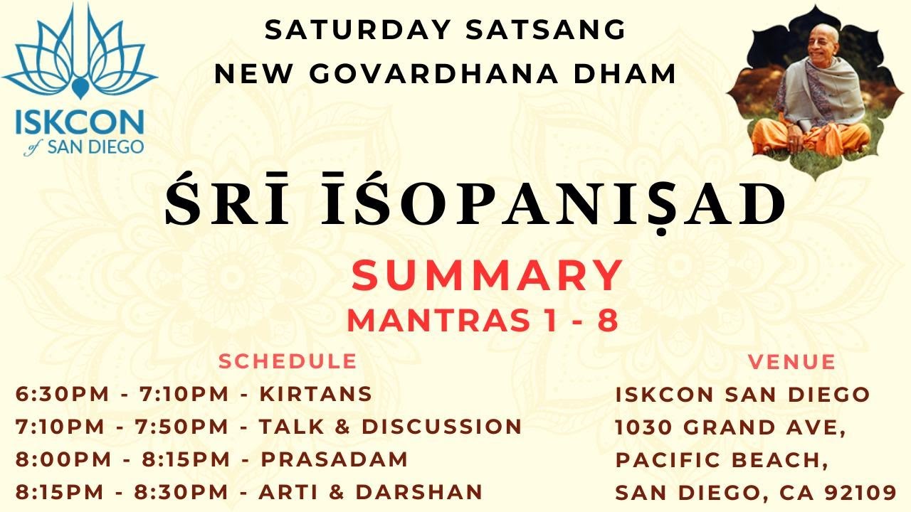 Saturday Satsang -  Sri Isopanisad - Summary Mantra-1-8