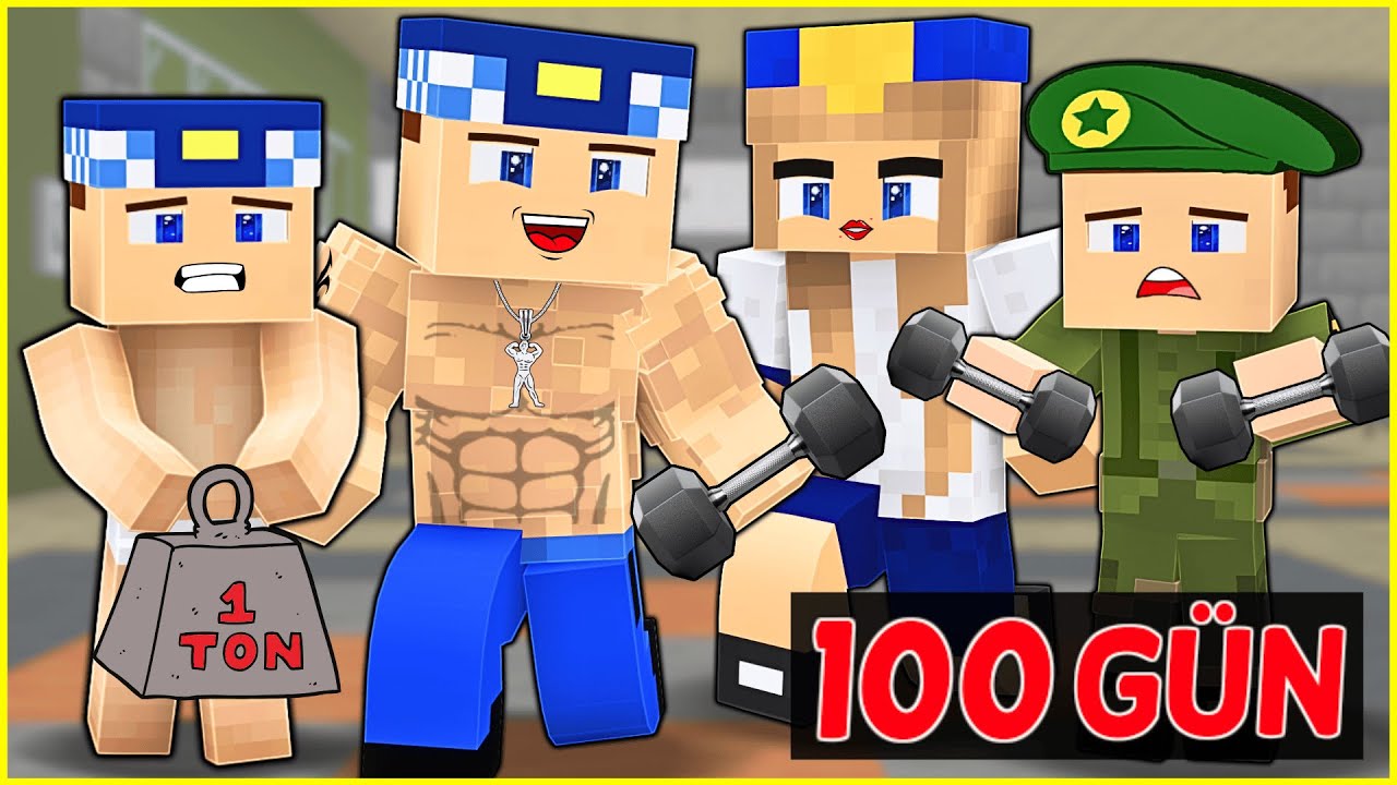 KEREM KOMİSER AİLESİ 100 G&Uuml;N BOYUNCA KAS YAPTI! 😱 - Minecraft