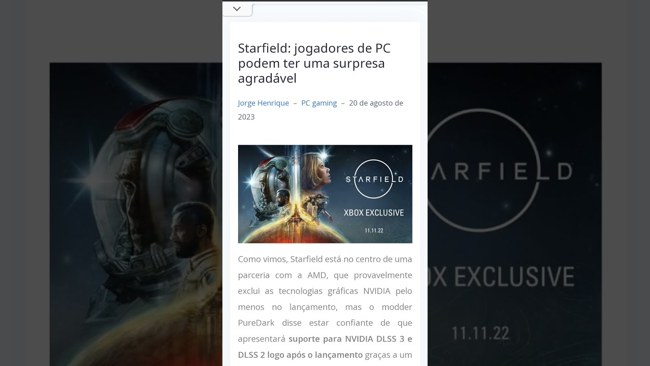 mod para Starfield pode trazer DLSS 2 e 3 logo após o lançamento