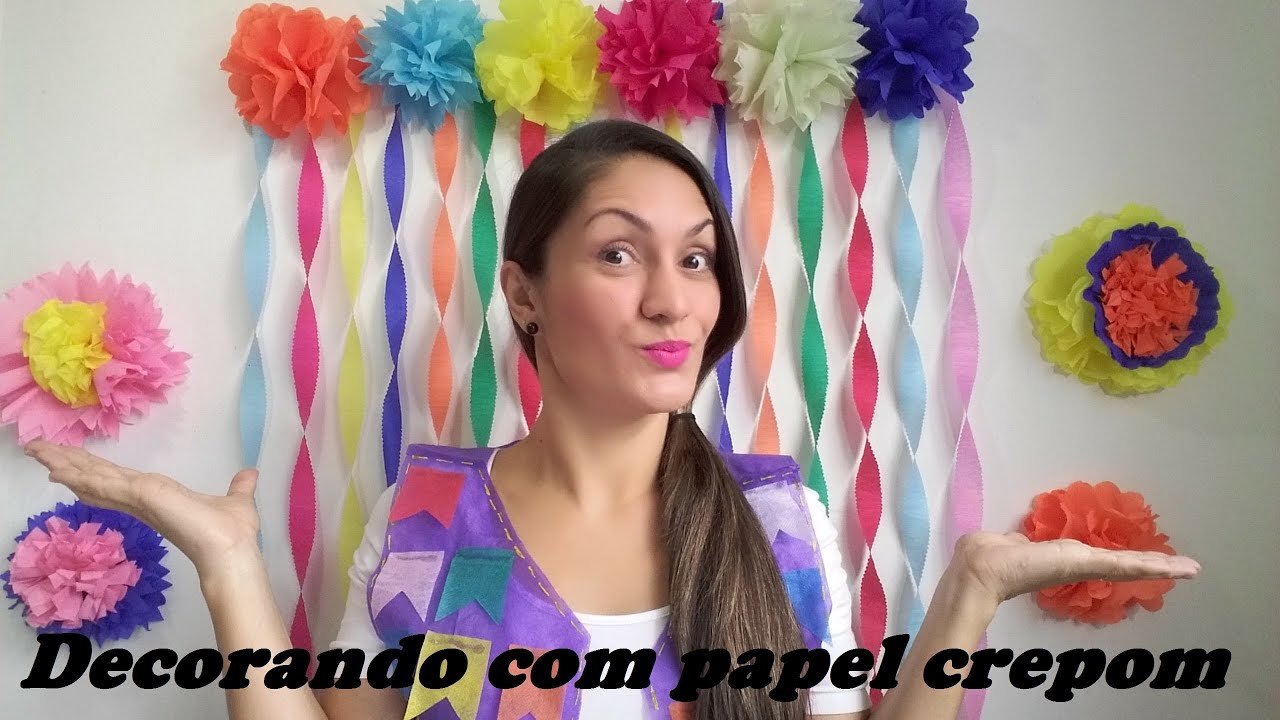 Decorando com Papel crepom (Cortina e Flores)