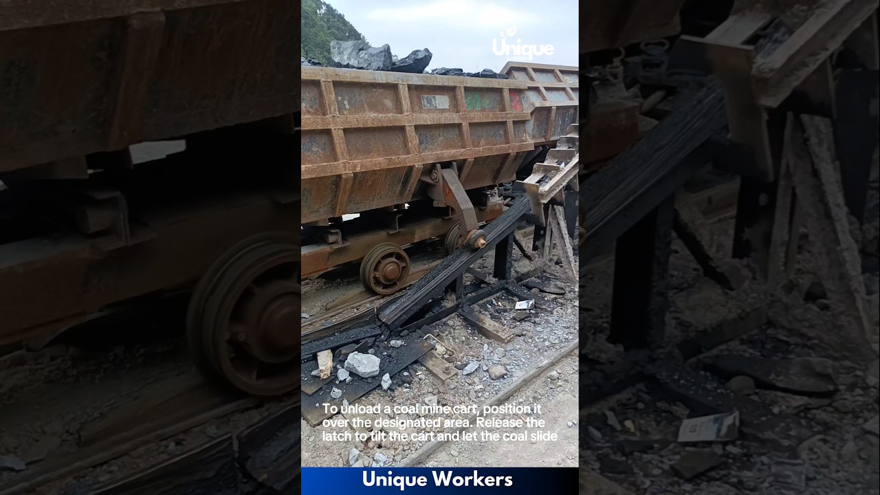 The process of unloading coal mine cart - The workers do their job perfectly || #machine #shorts
