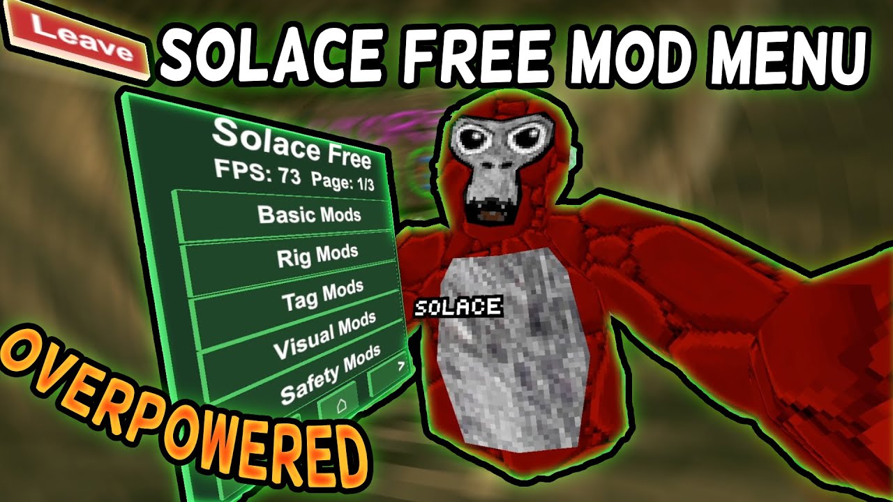 OP FREE MENU! Solace Free | Crash All and Gun | Fully UND | Gorilla Tag Mods