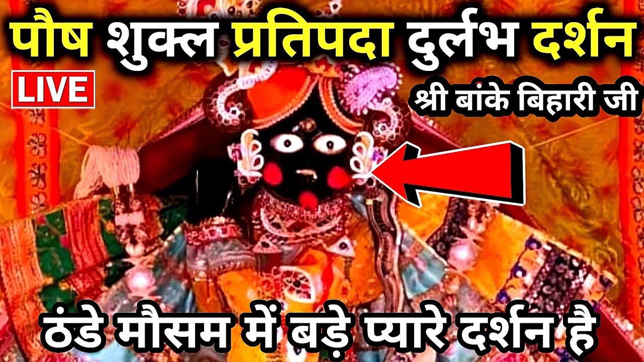 🙏पौष शुक्ल ❤️ प्रतिपदा तिथि ♥️ दुर्लभ दर्शन 🙏 श्री बांके बिहारी जी 🌹 banke bihari live darshan today