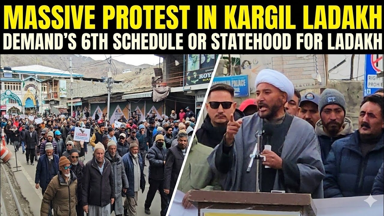 Massive protest in kargil demand's 6th schedule or statehood for ladakh|2026