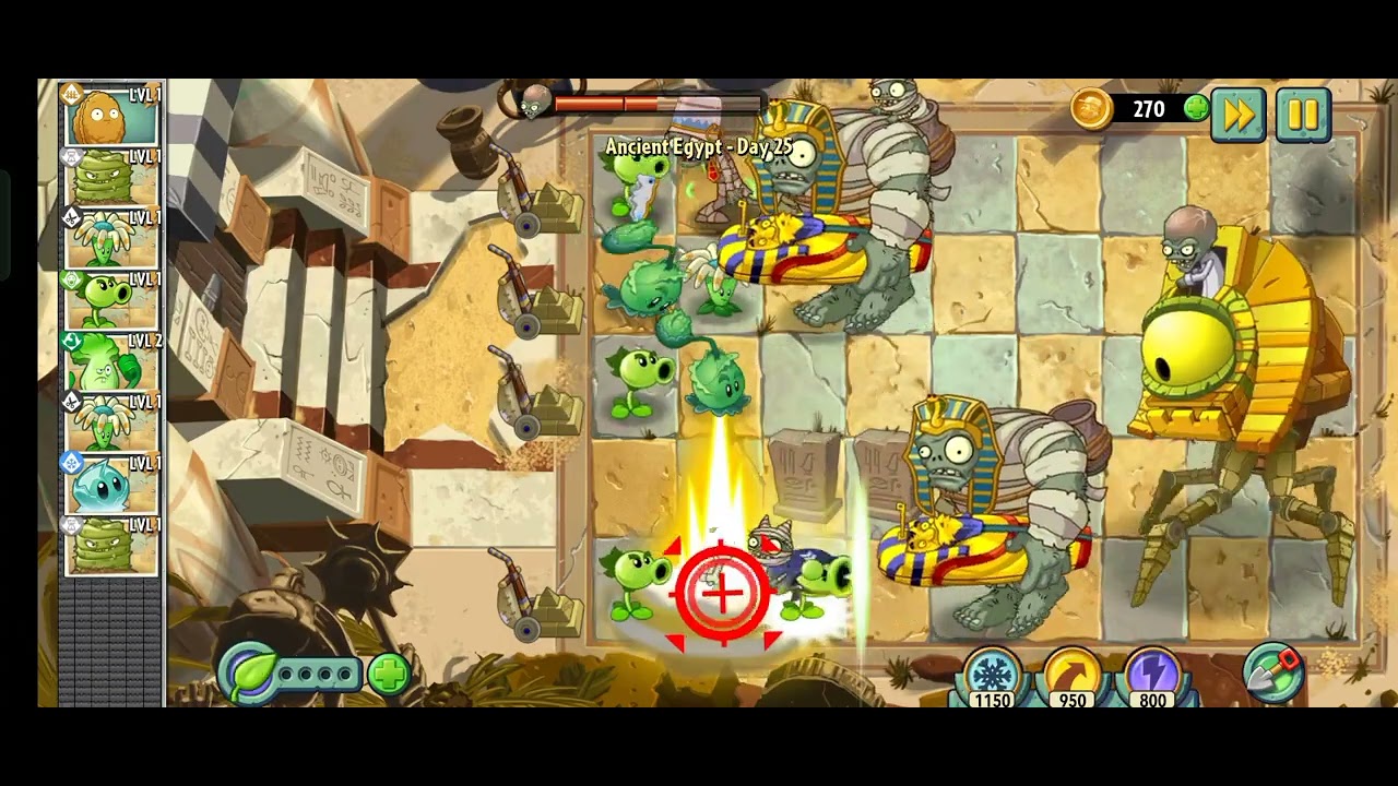 Plants vs zombies 2 ancient egypt dr. Zomboss boss fight (day 25) (walkthrough) no deaths