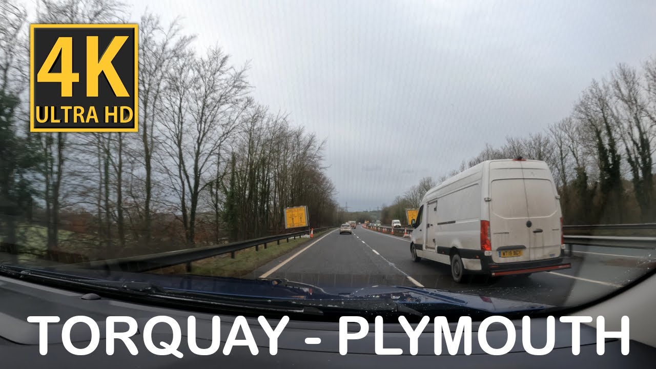 ASMR 4K Driving No Talking, No Music Sleep Inducing - Torquay to Plymouth, South Devon England 2023