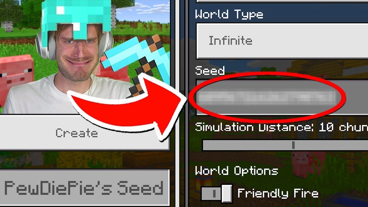PewDiePie's Let's Play SEED in Minecraft Pocket Edition! (MCPE, Bedrock & Console Edition)