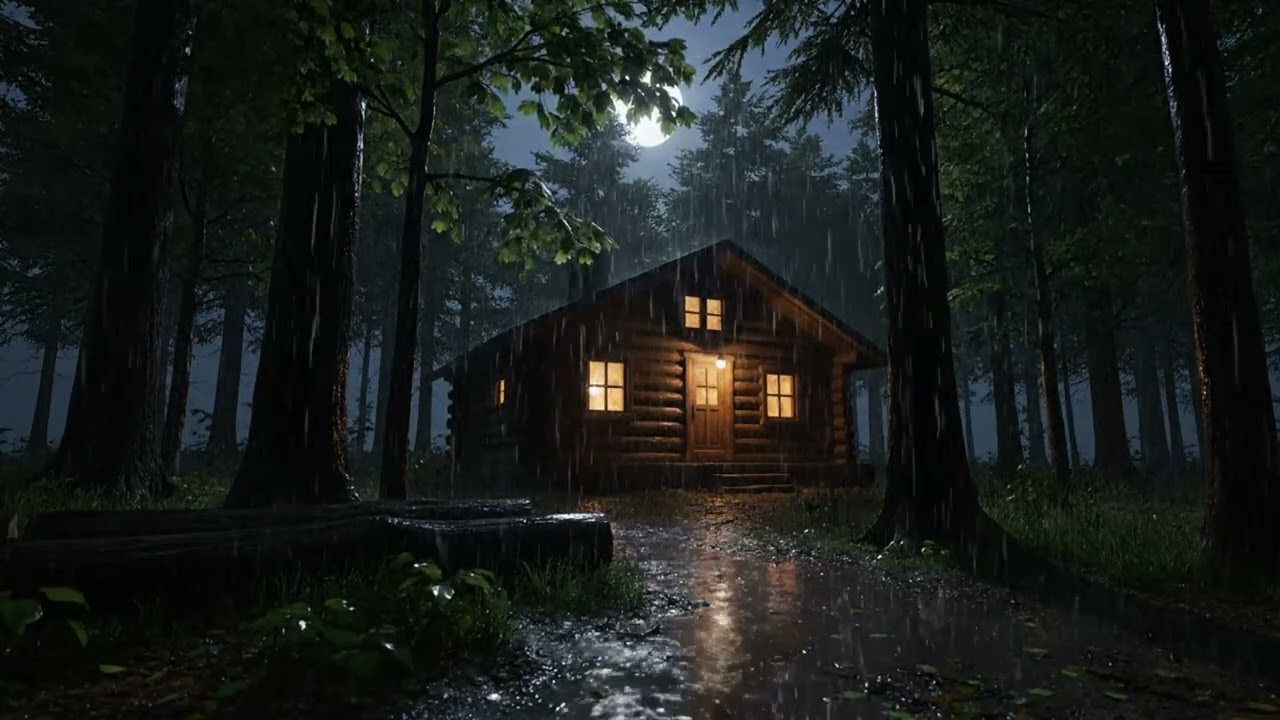 Rain Sound on House Cabin in Forest for Sleeping and Relaxing ASMR