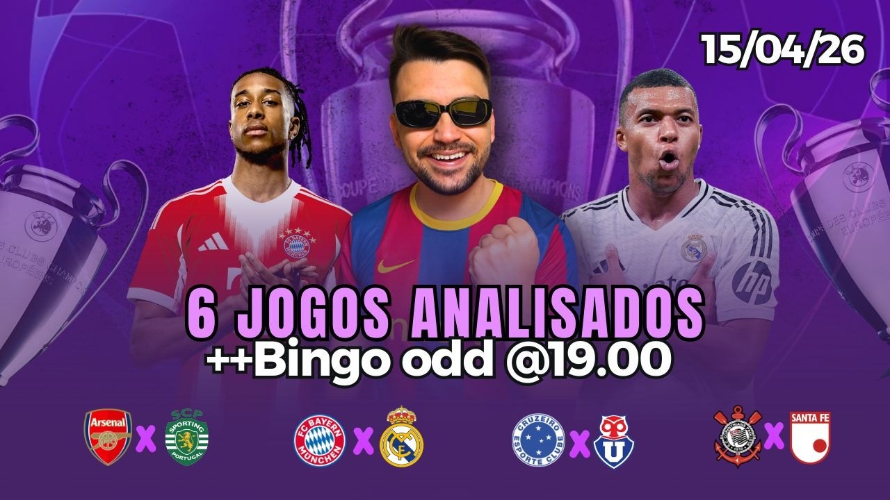 PALPITES E APOSTAS DE FUTEBOL PARA HOJE 15 04 2026 + BILHETE PRONTO (QUARTA-FEIRA)