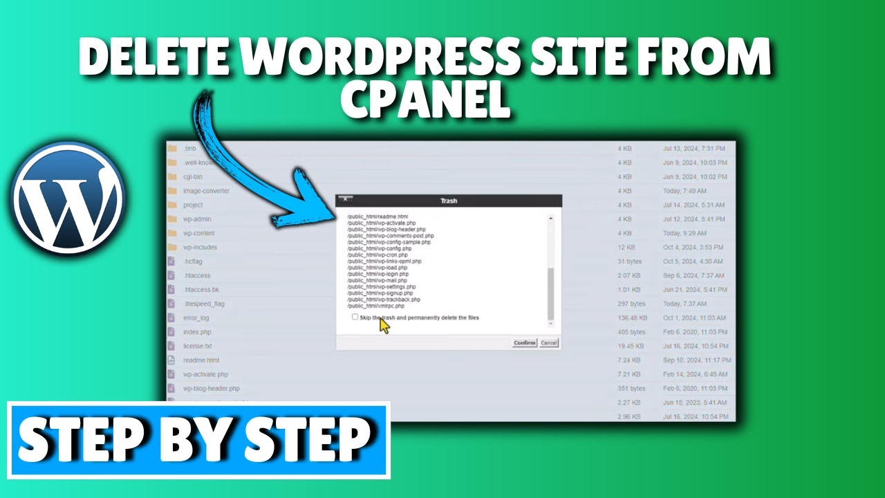 How to delete wordpress site from cpanel (2026)