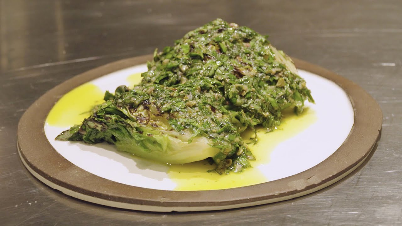 Grilled Gem Lettuce Heads with Salsa Verde: Stone Barns CSA