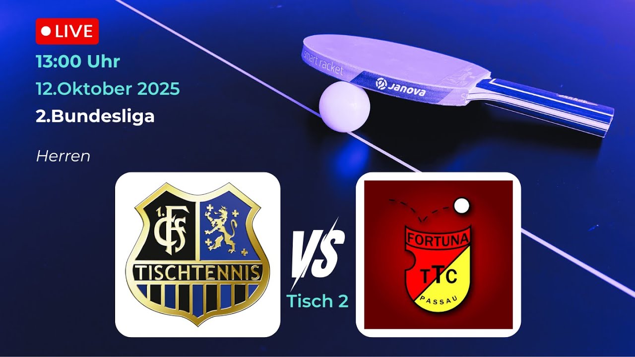 1.FC Saarbücken II vs. TTC Fortuna Passau |  2.Bundesliga Tischtennis Saison 25/26 Tisch 2