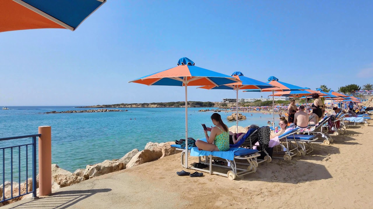 Coral Bay, Cyprus seafront and beach virtual treadmill walking tour
