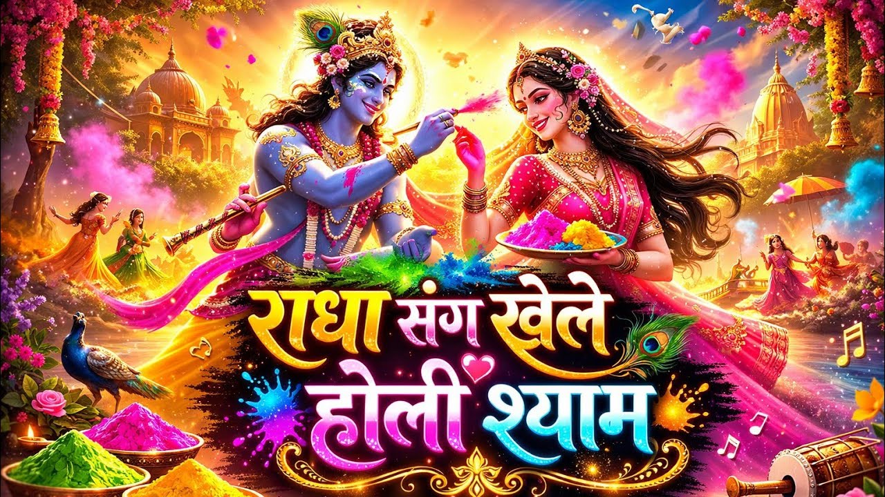 🤗होली खेले राधा संग नंदलाल 💖। होली राधा कृष्ण 🎶।Holi Bhakti Song। #radhakrishna #viral #holi #song 